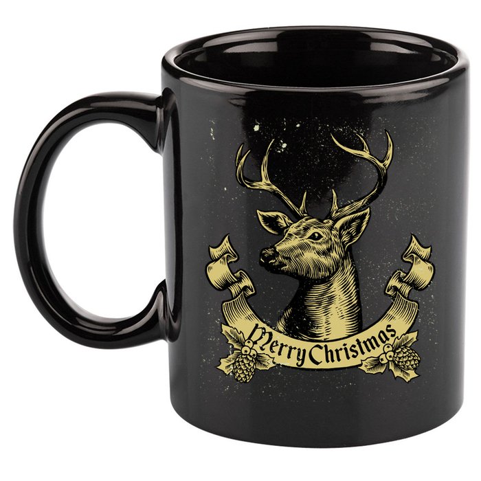 Merry Christmas Deer 11oz C Handle Ceramic Mug