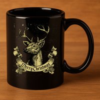 Merry Christmas Deer 11oz C Handle Ceramic Mug