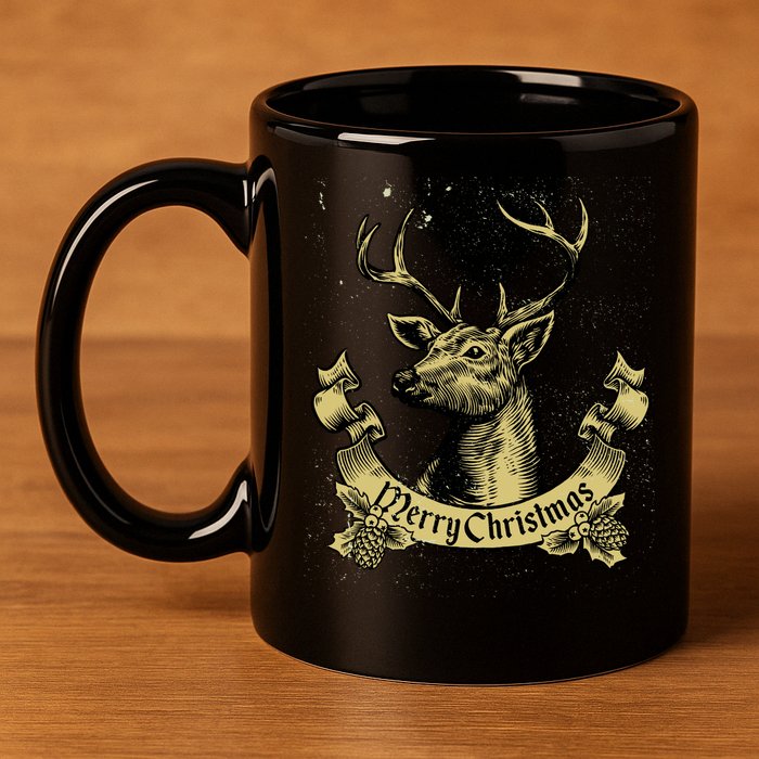 Merry Christmas Deer 11oz C Handle Ceramic Mug