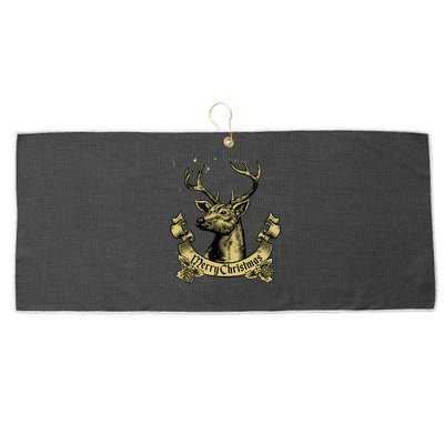 Merry Christmas Deer Large Microfiber Waffle Golf Towel