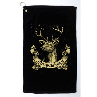 Merry Christmas Deer Platinum Collection Golf Towel