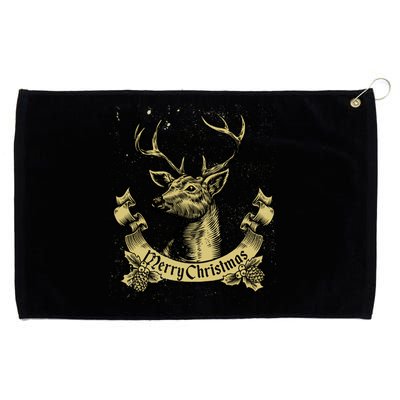 Merry Christmas Deer Grommeted Golf Towel