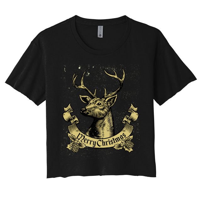 Merry Christmas Deer Crop Top