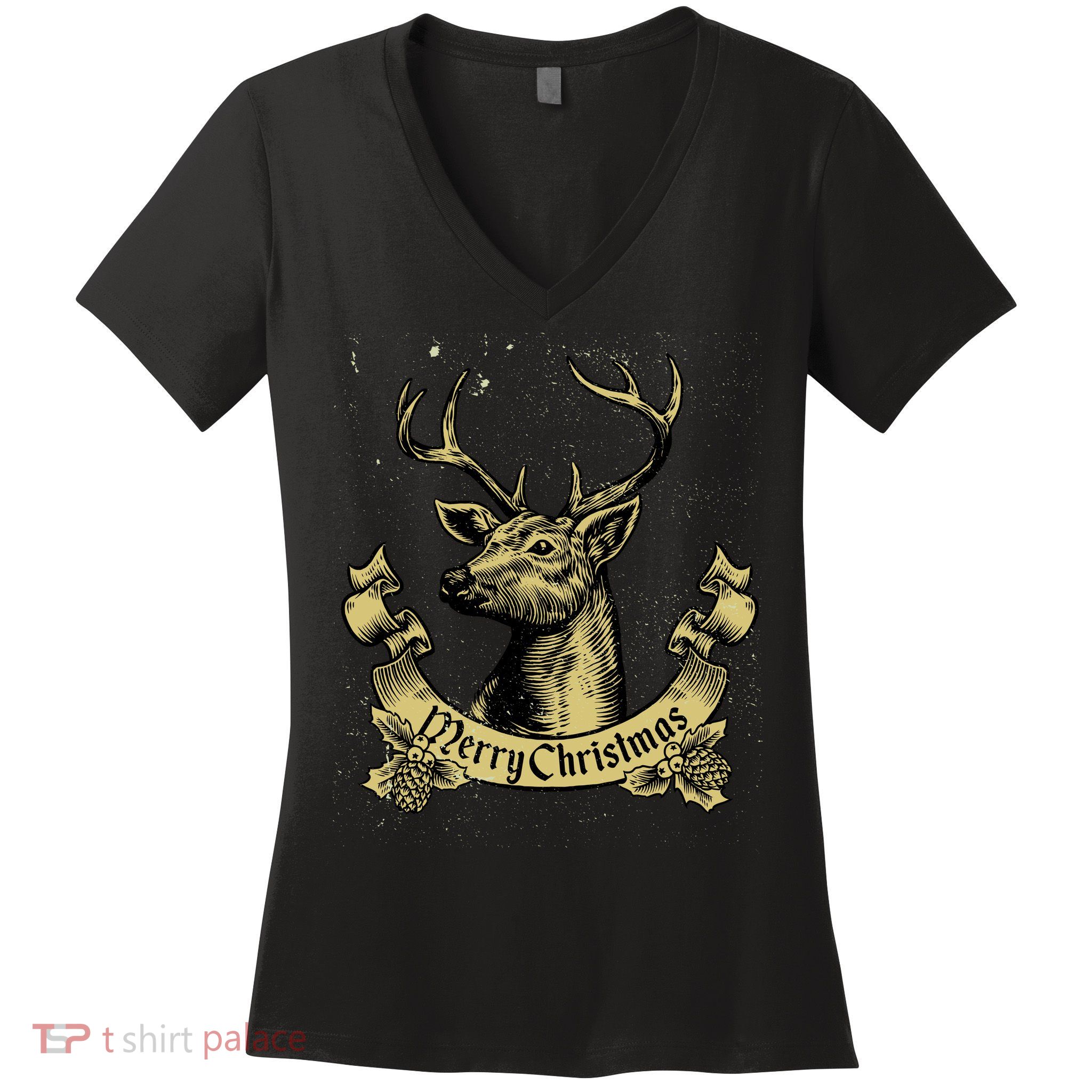 Merry Christmas Deer Women's V-Neck T-Shirt