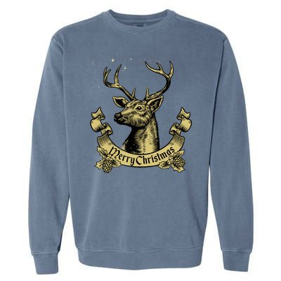 Merry Christmas Deer Garment-Dyed Sweatshirt