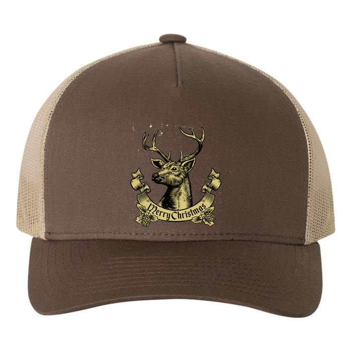 Merry Christmas Deer Yupoong Adult 5-Panel Trucker Hat