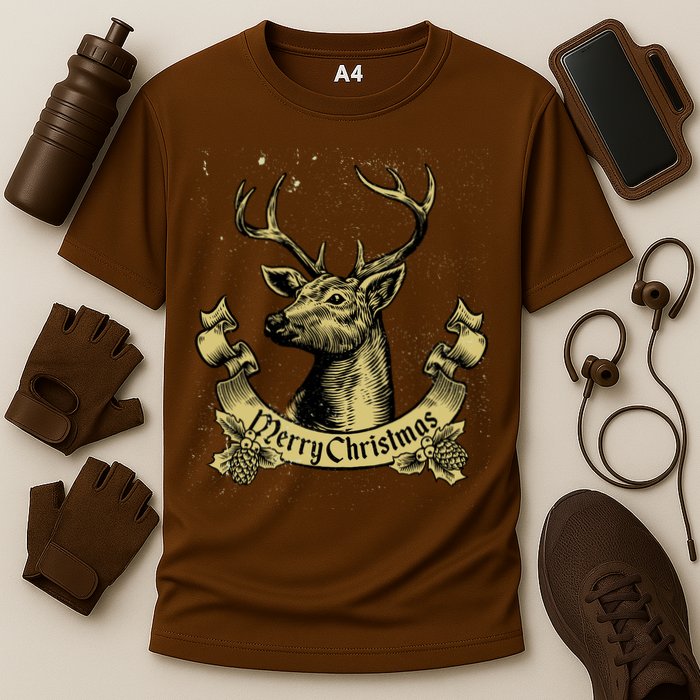Merry Christmas Deer Cooling Performance Crew T-Shirt