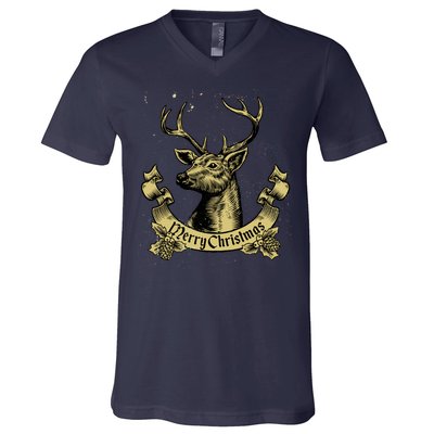 Merry Christmas Deer V-Neck T-Shirt