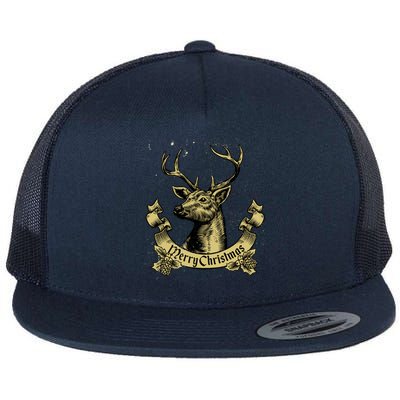 Merry Christmas Deer Flat Bill Trucker Hat