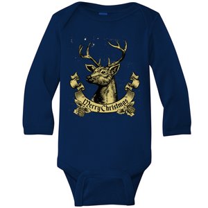 Merry Christmas Deer Baby Long Sleeve Bodysuit