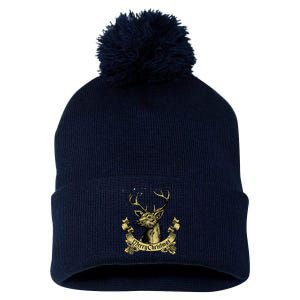 Merry Christmas Deer Pom Pom 12in Knit Beanie