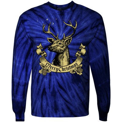 Merry Christmas Deer Tie-Dye Long Sleeve Shirt