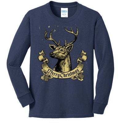 Merry Christmas Deer Kids Long Sleeve Shirt