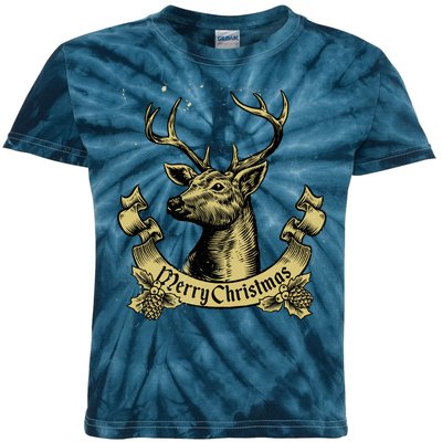 Merry Christmas Deer Kids Tie-Dye T-Shirt