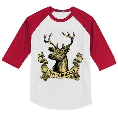 Merry Christmas Deer Kids Colorblock Raglan Jersey