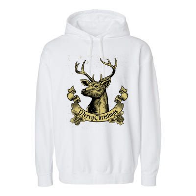 Merry Christmas Deer Garment-Dyed Fleece Hoodie