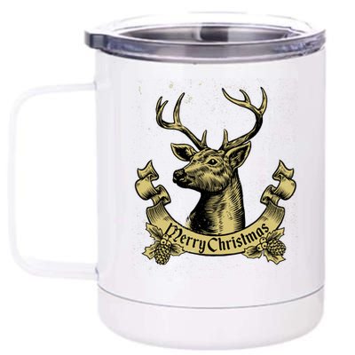 Merry Christmas Deer 12 oz Stainless Steel Tumbler Cup