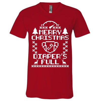 Merry Christmas Diaper's Full V-Neck T-Shirt