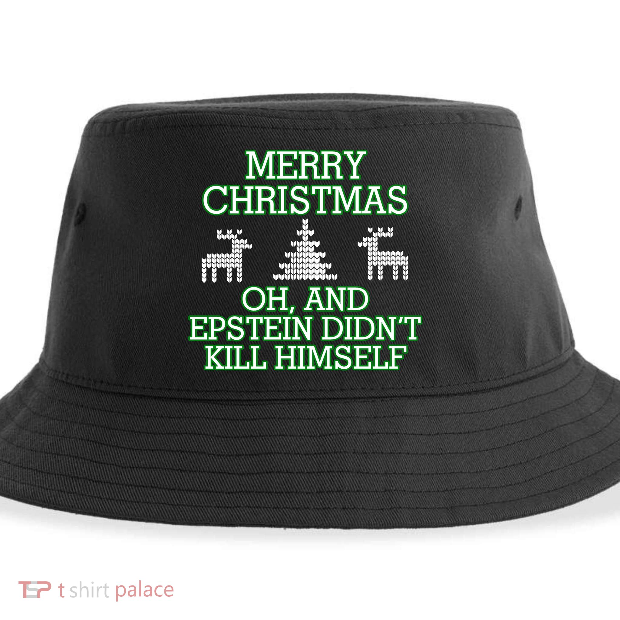 Merry Christmas Epstein Didn't Kill Himself Sustainable Bucket Hat