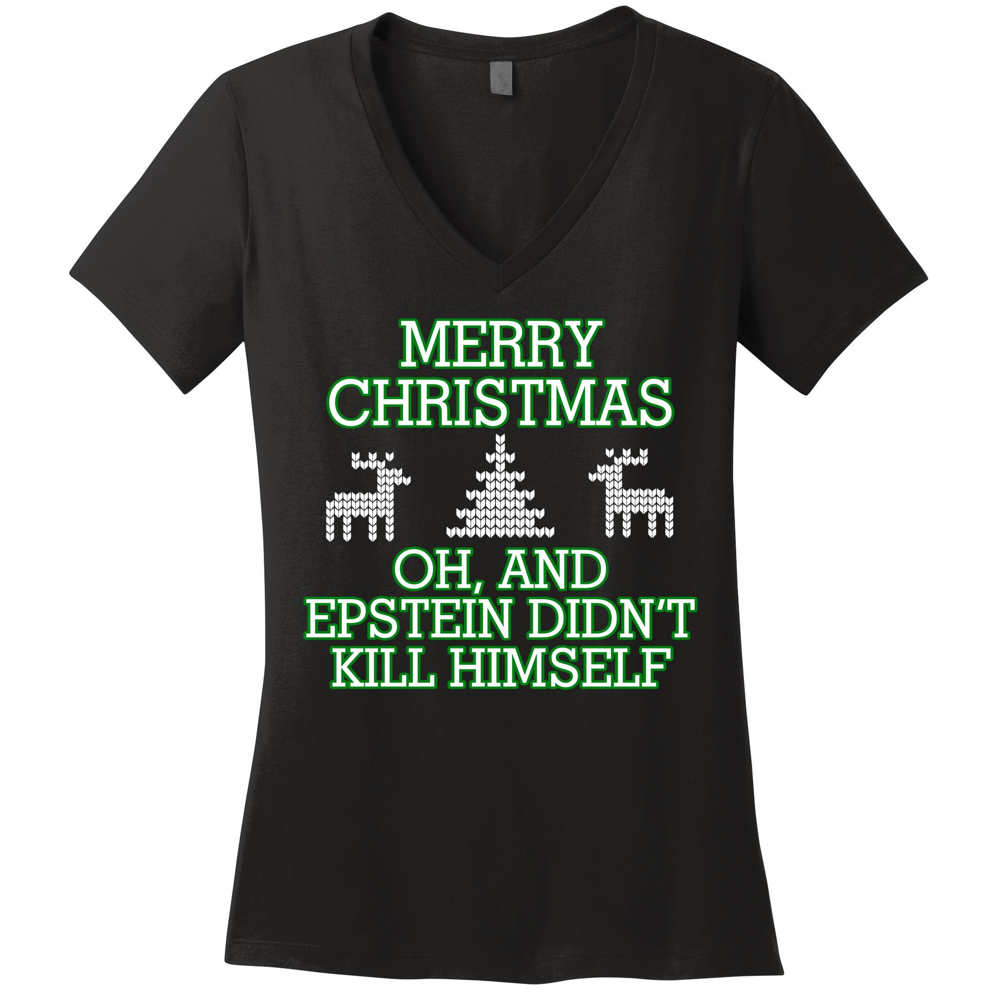 Merry Christmas Epstein Didn't Kill Himself Women's V-Neck T-Shirt