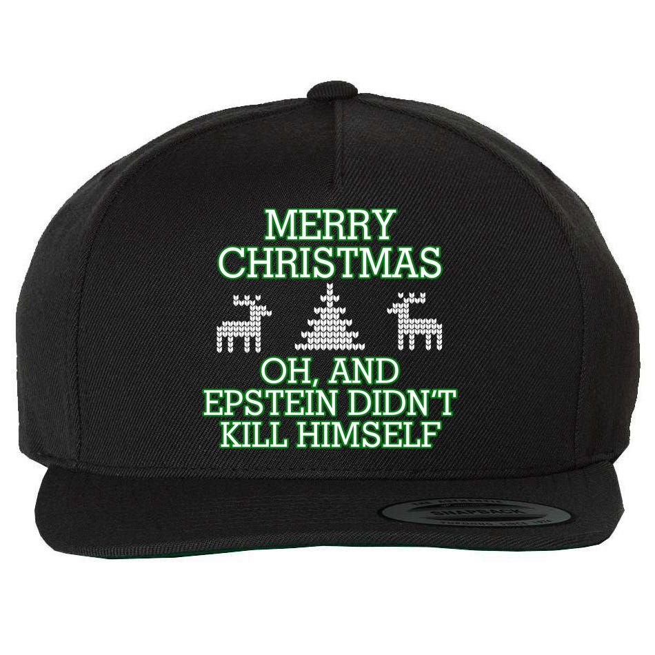 Merry Christmas Epstein Didn't Kill Himself Wool Snapback Cap