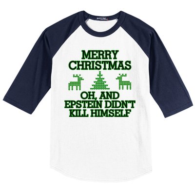 Merry Christmas Epstein Didn't Kill Himself Baseball Sleeve Shirt