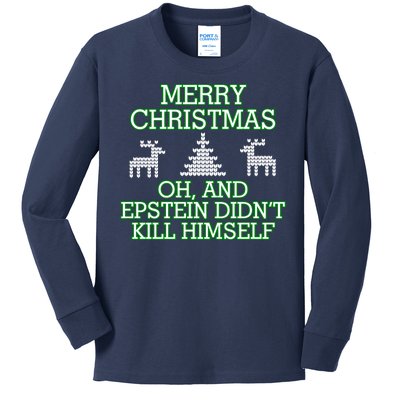 Merry Christmas Epstein Didn't Kill Himself Kids Long Sleeve Shirt