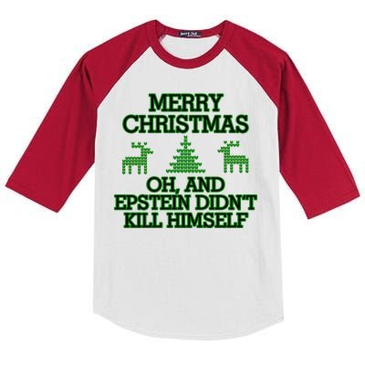 Merry Christmas Epstein Didn't Kill Himself Kids Colorblock Raglan Jersey