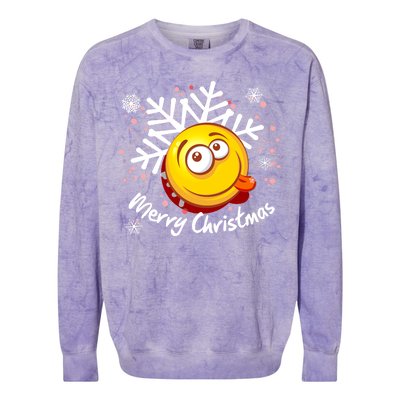 Merry Christmas Funny Smiley Face Snowflake Colorblast Crewneck Sweatshirt