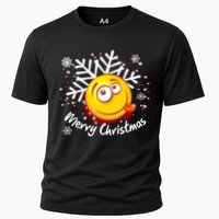 Merry Christmas Funny Smiley Face Snowflake Cooling Performance Crew T-Shirt
