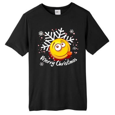 Merry Christmas Funny Smiley Face Snowflake Tall Fusion ChromaSoft Performance T-Shirt