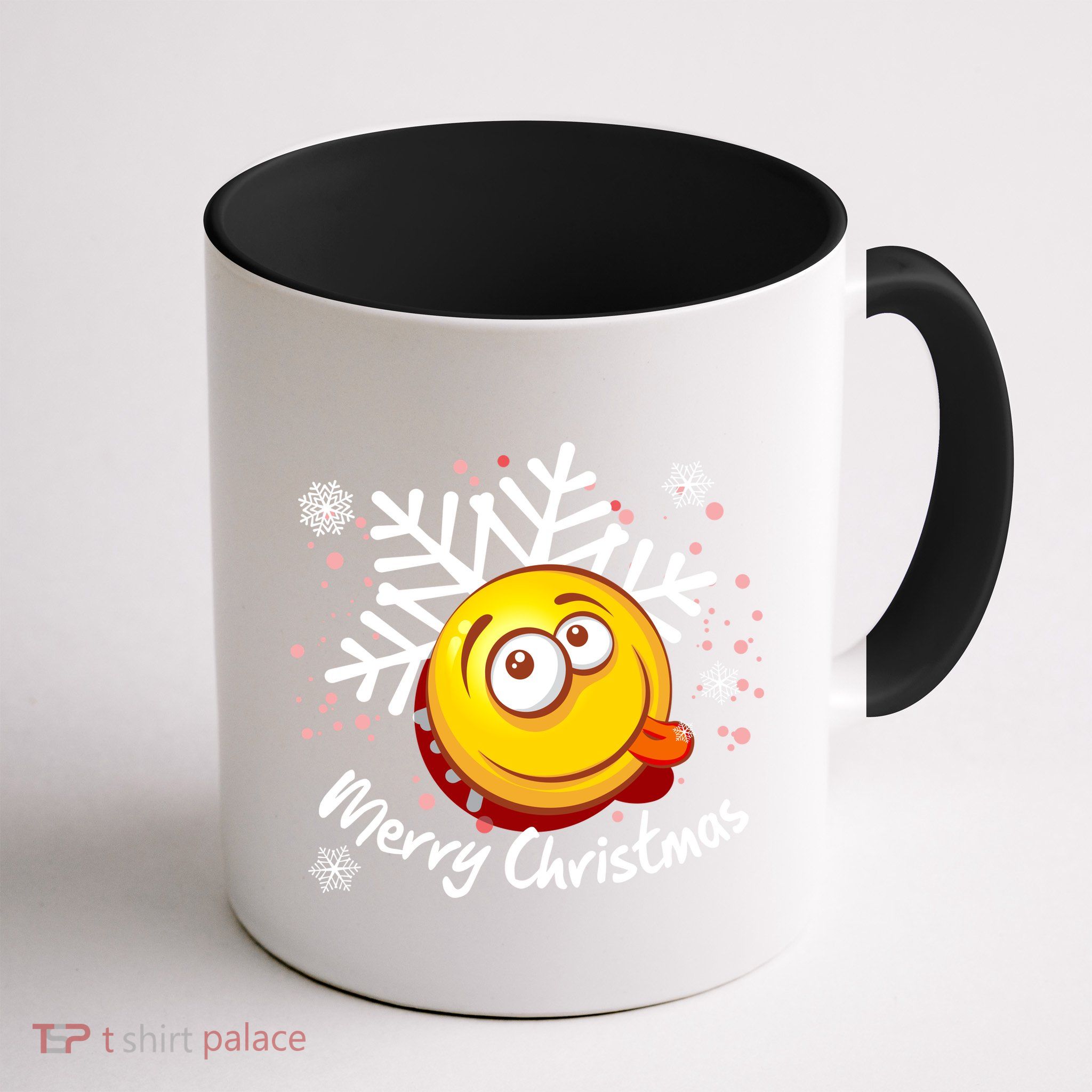 Merry Christmas Funny Smiley Face Snowflake Mug