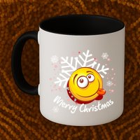 Merry Christmas Funny Smiley Face Snowflake Mug