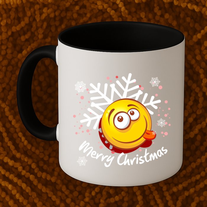Merry Christmas Funny Smiley Face Snowflake Mug