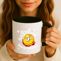 Merry Christmas Funny Smiley Face Snowflake Mug