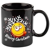 Merry Christmas Funny Smiley Face Snowflake 11oz C Handle Ceramic Mug
