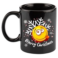 Merry Christmas Funny Smiley Face Snowflake 11oz C Handle Ceramic Mug