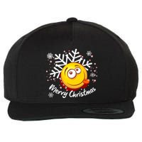 Merry Christmas Funny Smiley Face Snowflake Wool Snapback Cap