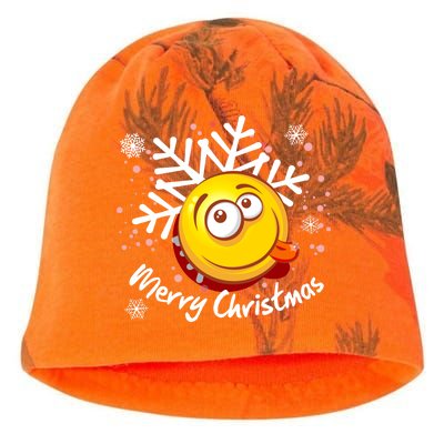 Merry Christmas Funny Smiley Face Snowflake Kati - Camo Knit Beanie