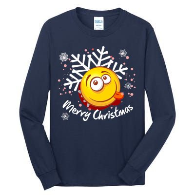 Merry Christmas Funny Smiley Face Snowflake Tall Long Sleeve T-Shirt