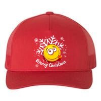 Merry Christmas Funny Smiley Face Snowflake Yupoong Adult 5-Panel Trucker Hat