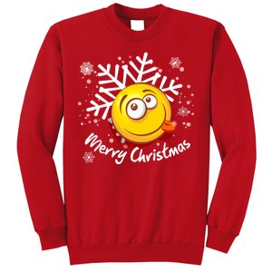 Merry Christmas Funny Smiley Face Snowflake Sweatshirt