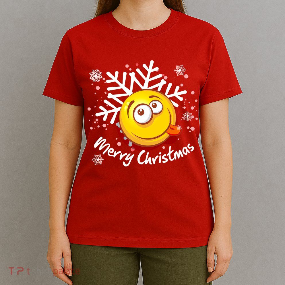 Merry Christmas Funny Smiley Face Snowflake T-Shirt