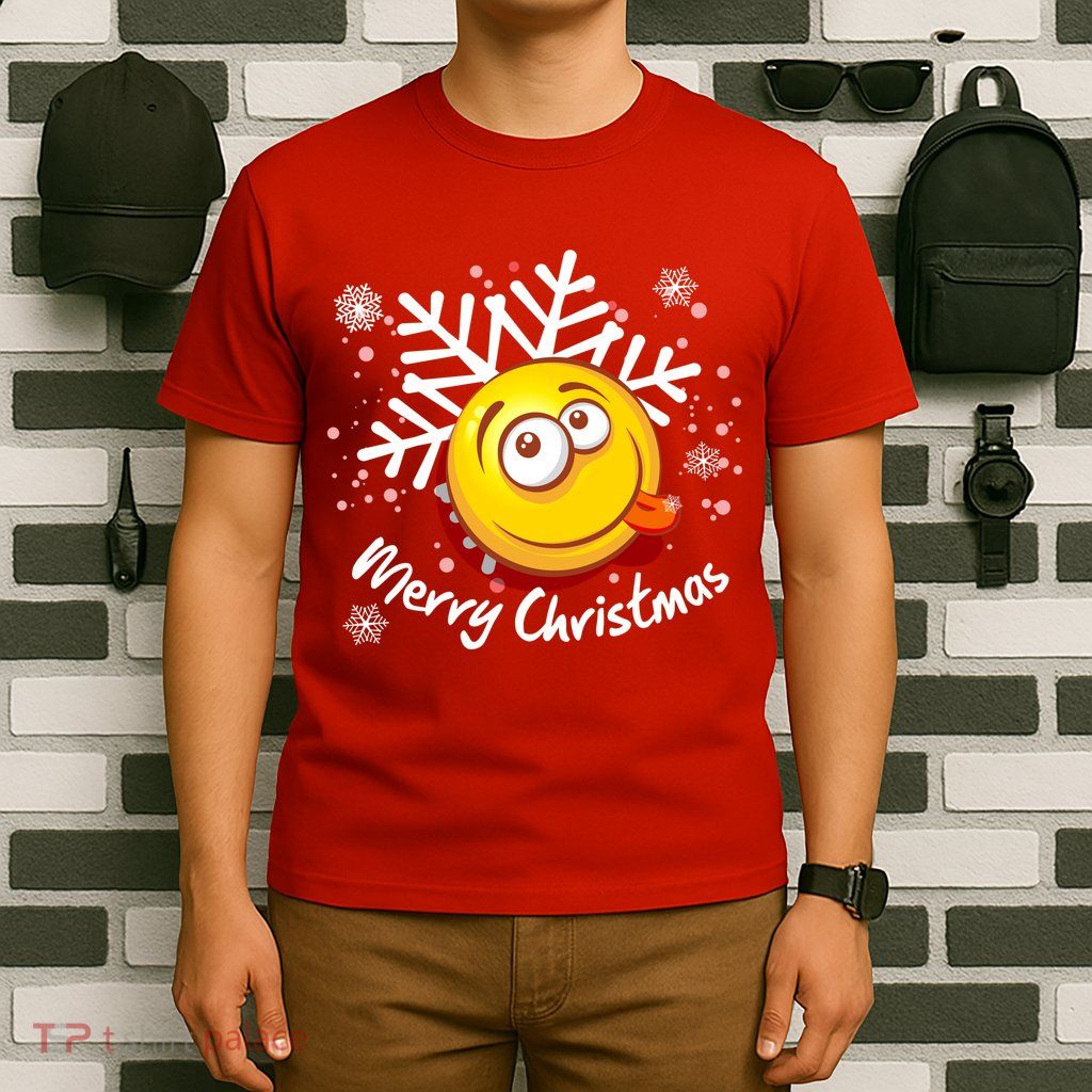 Merry Christmas Funny Smiley Face Snowflake T-Shirt