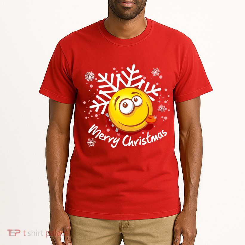 Merry Christmas Funny Smiley Face Snowflake Tall T-Shirt