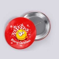 Merry Christmas Funny Smiley Face Snowflake Button