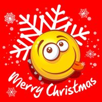 Merry Christmas Funny Smiley Face Snowflake Button