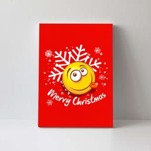 Merry Christmas Funny Smiley Face Snowflake Canvas