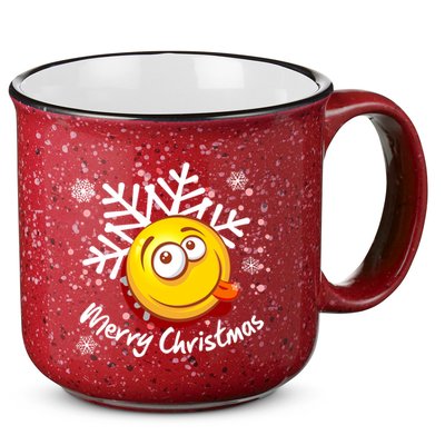 Merry Christmas Funny Smiley Face Snowflake 15oz Campfire Ceramic Mug