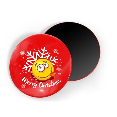 Merry Christmas Funny Smiley Face Snowflake Magnet